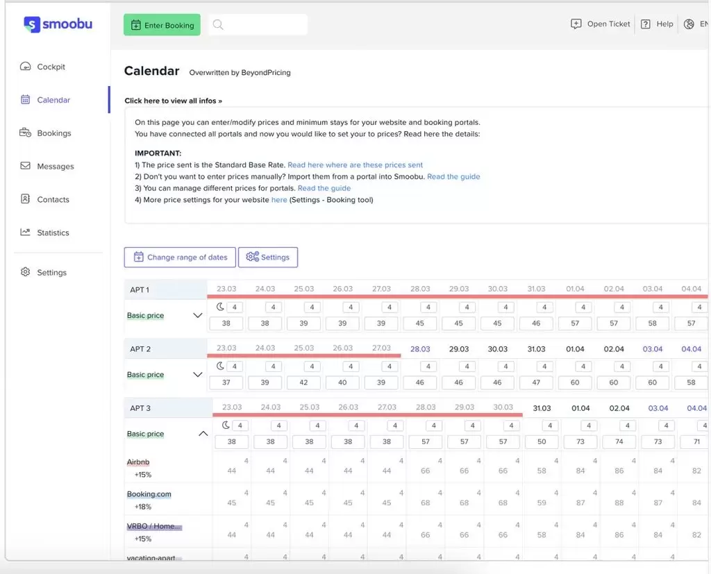 calendrier channel manager Smoobu