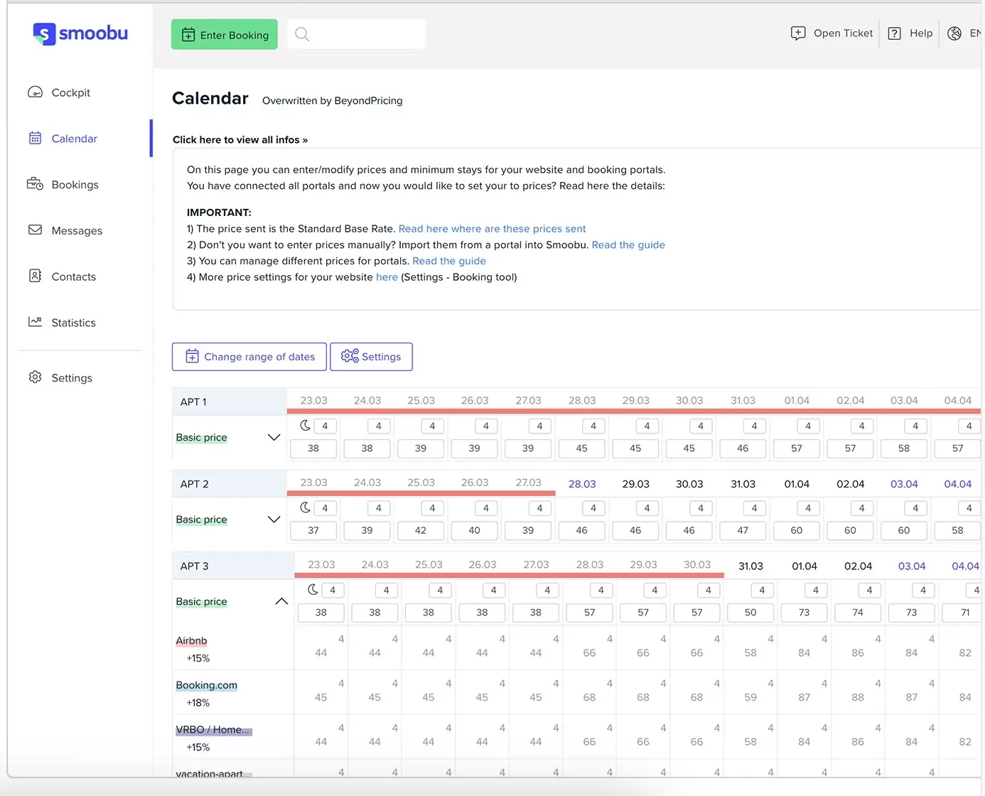 calendrier channel manager Smoobu